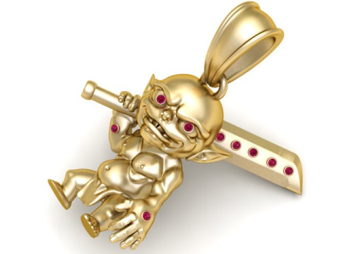 골드 고블린 전사 펜던트 3D 인쇄 가능 모델 3D 프린트 모델