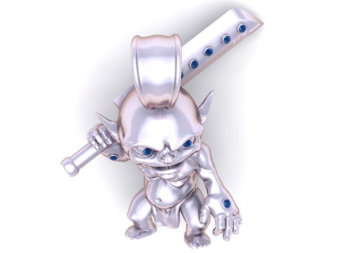 골드 고블린 전사 펜던트 3D 인쇄 가능 모델 3D 프린트 모델