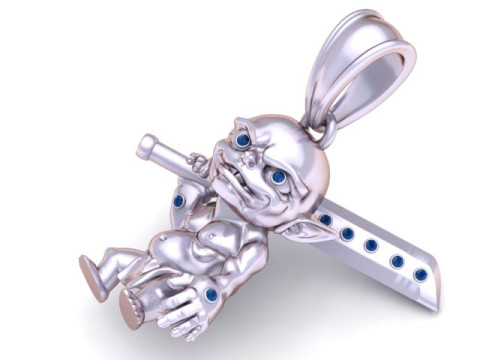 골드 고블린 전사 펜던트 3D 인쇄 가능 모델 3D 프린트 모델