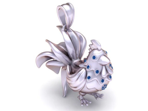 Gold Rooster Pendant 3D Printable Model 3D Print Model