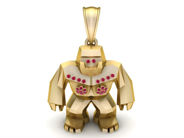 Gold Golem Pendant 3D Printable Model 3D Print Model .c4d .max .obj .3ds .fbx .stl .blend 