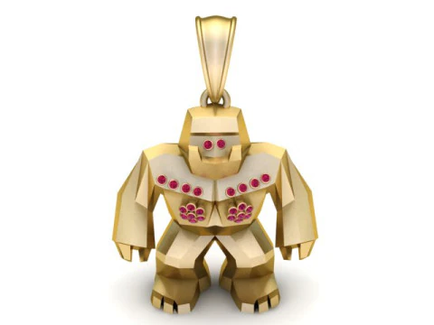 Modello stampabile 3D con pendente Golem in oro Modello di stampa 3D