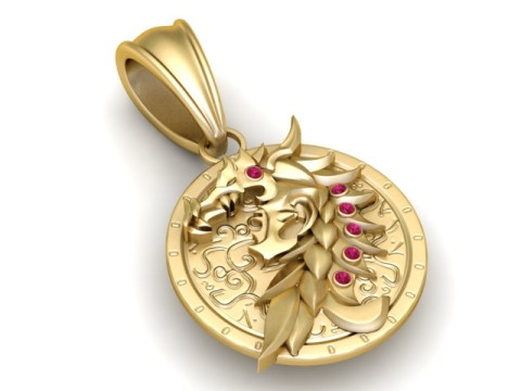 Modello stampabile 3D con ciondolo moneta drago d'oro Modello di stampa 3D