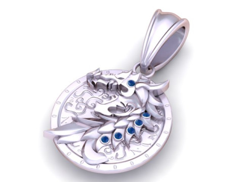 Modello stampabile 3D con ciondolo moneta drago d'oro Modello di stampa 3D