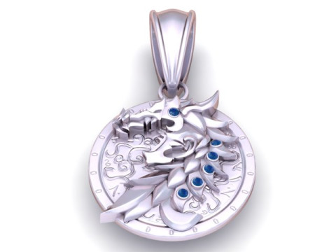 Modello stampabile 3D con ciondolo moneta drago d'oro Modello di stampa 3D