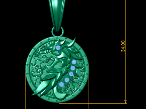 Modello stampabile 3D con ciondolo moneta drago d'oro Modello di stampa 3D