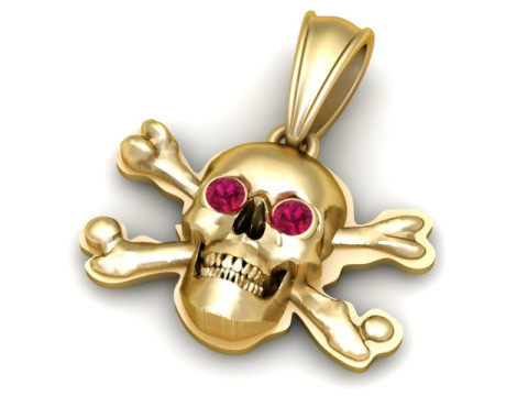 Золотий череп із схрещеними кістками, 3D-модель для друку 3D Принт Модель