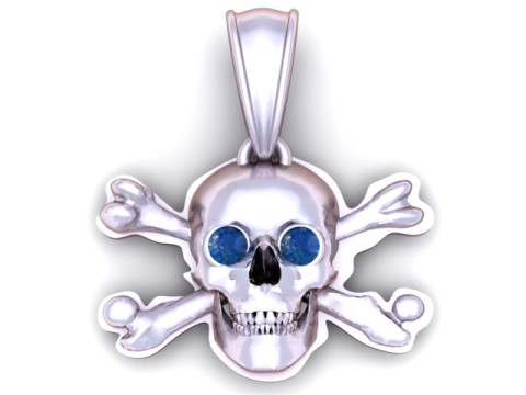 金色骷髅交叉骨吊坠 3D 可打印珠宝模型 3D 打印模型