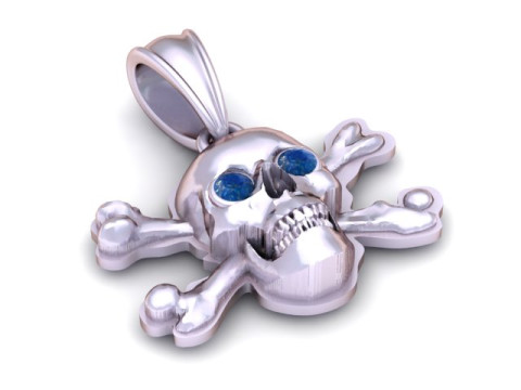 金色骷髅交叉骨吊坠 3D 可打印珠宝模型 3D 打印模型