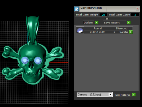 金色骷髅交叉骨吊坠 3D 可打印珠宝模型 3D 打印模型