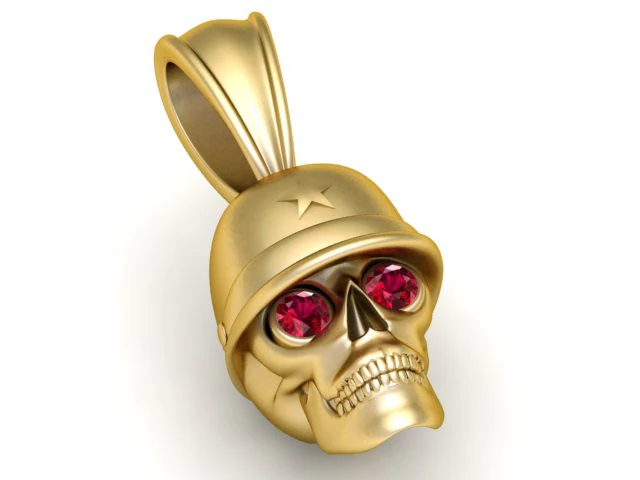 Military Skull Pendant 3D Printable Model 3D Print Model .c4d .max .obj .3ds .fbx .stl .blend 