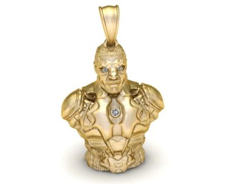 Futurystyczny wisiorek z popiersiem wojownika. Szczeg&oacute;łowy model biżuterii do druku 3D Model do druku 3D