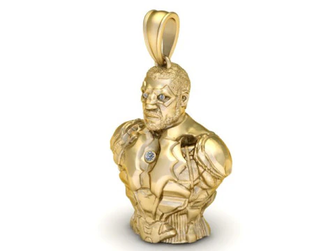 Futuristic Warrior Bust Pendant High-Detail 3D Printable Jewelry Model 3D Print Model