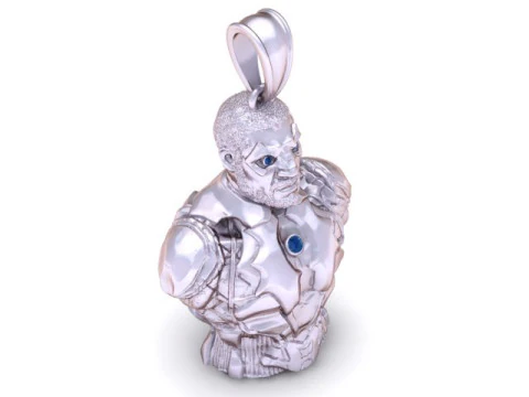 Futuristic Warrior Bust Pendant High-Detail 3D Printable Jewelry Model 3D Print Model