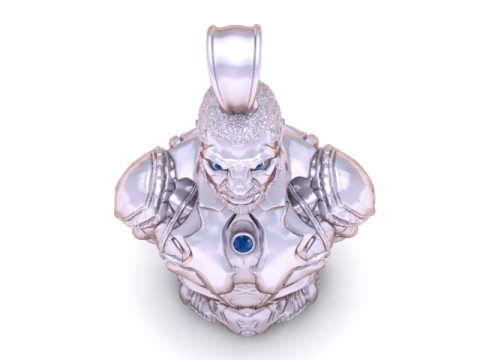 Futuristischer Krieger-Büstenanhänger. Hochdetailliertes 3D-druckbares Schmuckmodell 3D Druckmodell