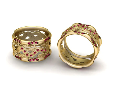 Artistieke brede bandring 3D-afdrukbaar model 3D printmodel