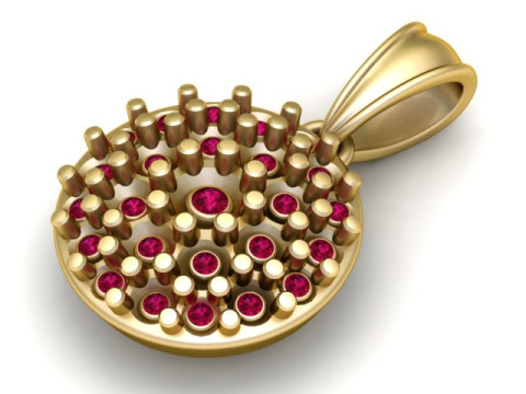 Geometrik Daire Değerli Taş Kolye 3D Yazdırılabilir Model 3D Baskı Modeli