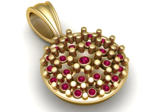 几何圆形宝石吊坠 3D 可打印模型 3D 打印模型