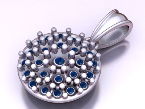 几何圆形宝石吊坠 3D 可打印模型 3D 打印模型