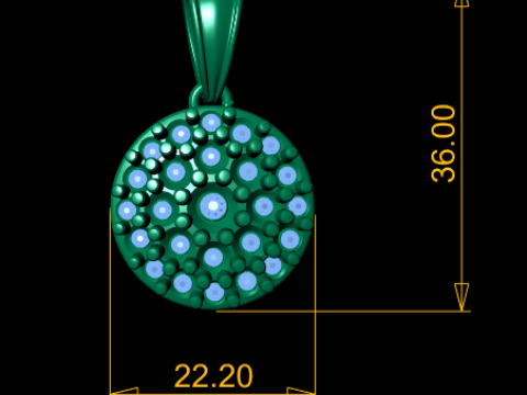 几何圆形宝石吊坠 3D 可打印模型 3D 打印模型