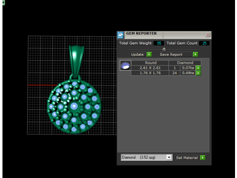 几何圆形宝石吊坠 3D 可打印模型 3D 打印模型
