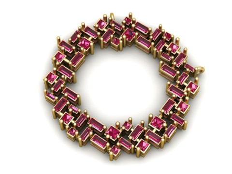 Geometryczny wisiorek z okrągłym kamieniem szlachetnym Model do druku 3D Model do druku 3D