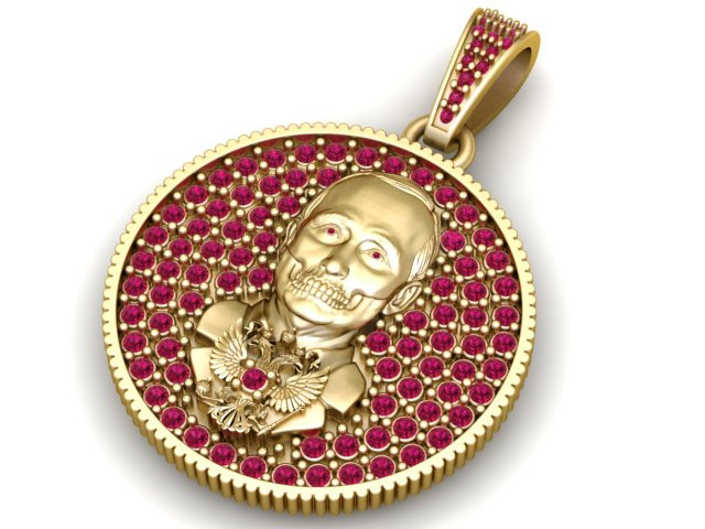 रॉयल स्कल मेडलियन पेंडेंट 3डी प्रिंट करने योग्य मॉडल 3D प्रिंट मॉडल .c4d .max .obj .3ds .fbx .stl .blend 