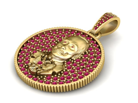 रॉयल स्कल मेडलियन पेंडेंट 3डी प्रिंट करने योग्य मॉडल 3D प्रिंट मॉडल