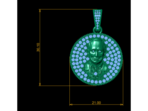 रॉयल स्कल मेडलियन पेंडेंट 3डी प्रिंट करने योग्य मॉडल 3D प्रिंट मॉडल