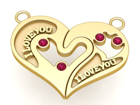 Çift Kalp Kolye 3D Yazdırılabilir Model 3D Baskı Modeli