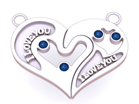 Model do druku 3D z wisiorkiem w kształcie serca pary Model do druku 3D