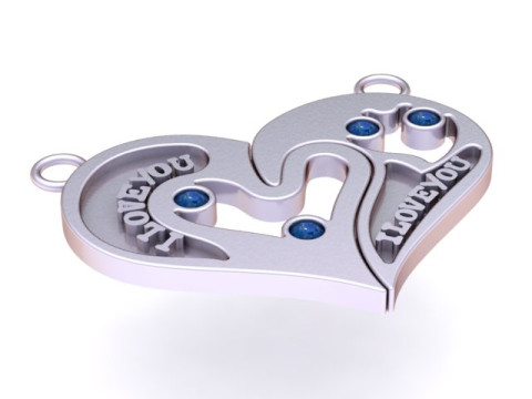 Model do druku 3D z wisiorkiem w kształcie serca pary Model do druku 3D