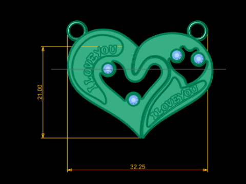 Model do druku 3D z wisiorkiem w kształcie serca pary Model do druku 3D