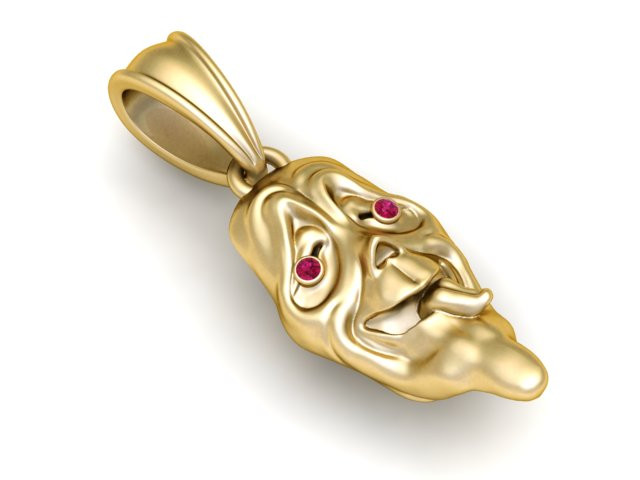 融化的面具吊坠 3D 打印模型 3D 打印模型 .c4d .max .obj .3ds .fbx .stl .blend 