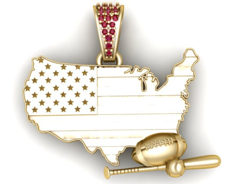 美国运动旗帜吊坠 3D 打印模型 3D 打印模型