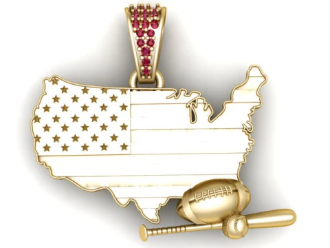 Wisiorek z flagą sportową USA Model do druku 3D Model do druku 3D