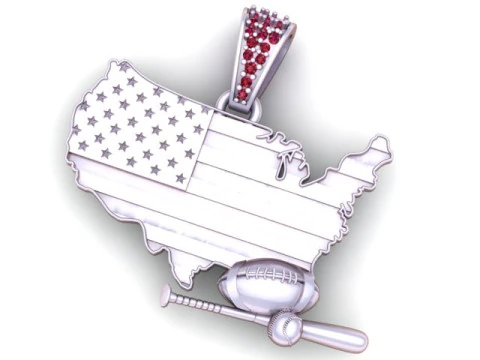 यूएसए स्पोर्ट्स फ्लैग पेंडेंट 3डी प्रिंट करने योग्य मॉडल 3D प्रिंट मॉडल