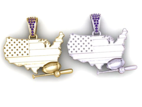 यूएसए स्पोर्ट्स फ्लैग पेंडेंट 3डी प्रिंट करने योग्य मॉडल 3D प्रिंट मॉडल