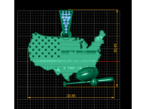 यूएसए स्पोर्ट्स फ्लैग पेंडेंट 3डी प्रिंट करने योग्य मॉडल 3D प्रिंट मॉडल