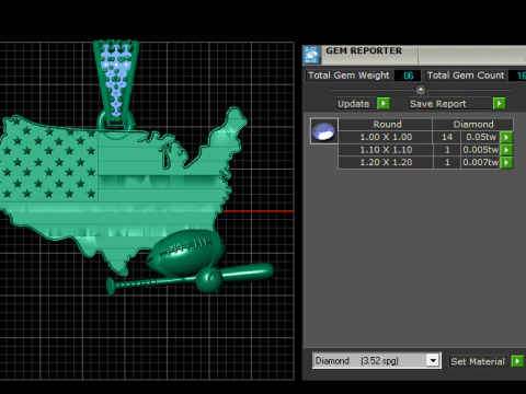 यूएसए स्पोर्ट्स फ्लैग पेंडेंट 3डी प्रिंट करने योग्य मॉडल 3D प्रिंट मॉडल