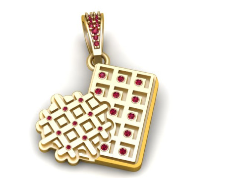 Model Cetak 3D Liontin Wafel Model Cetak 3D