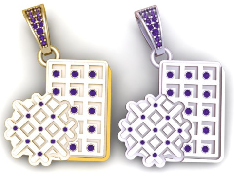 Waffle Pendant 3D Printable Model 3D Print Model