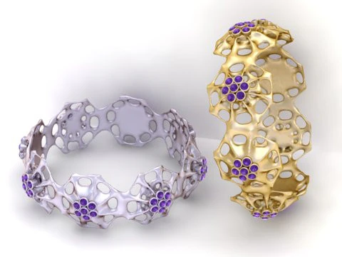 Organic Floral Bracelet 3D Printable Model 3D Print Model