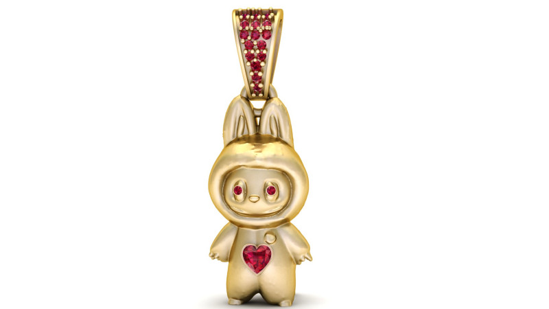 Modèle imprimable en 3D de pendentif coeur lapin Modèles 3D en vedette .c4d .max .obj .3ds .fbx .stl .blend 