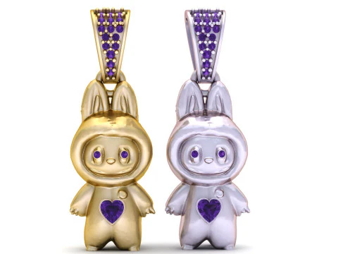 Heart Bunny Pendant 3D Printable Model 3D Print Model