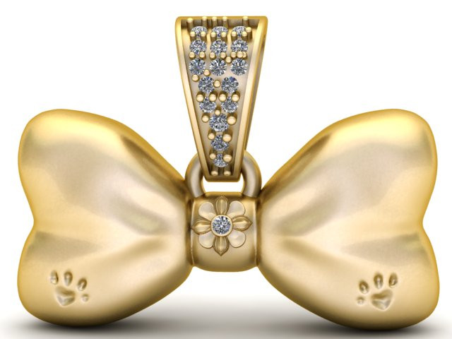 Подвеска с бантом и следами лап 3D модель для печати 3D Принт Модель .c4d .max .obj .3ds .fbx .stl .blend