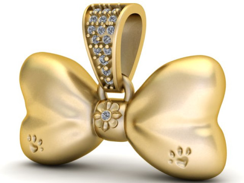 Подвеска с бантом и следами лап 3D модель для печати 3D Принт Модель