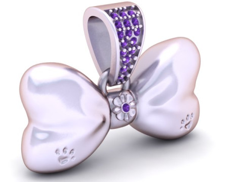 Подвеска с бантом и следами лап 3D модель для печати 3D Принт Модель