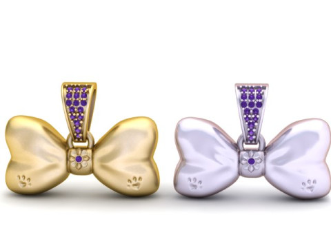 Подвеска с бантом и следами лап 3D модель для печати 3D Принт Модель