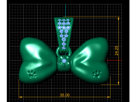 Подвеска с бантом и следами лап 3D модель для печати 3D Принт Модель